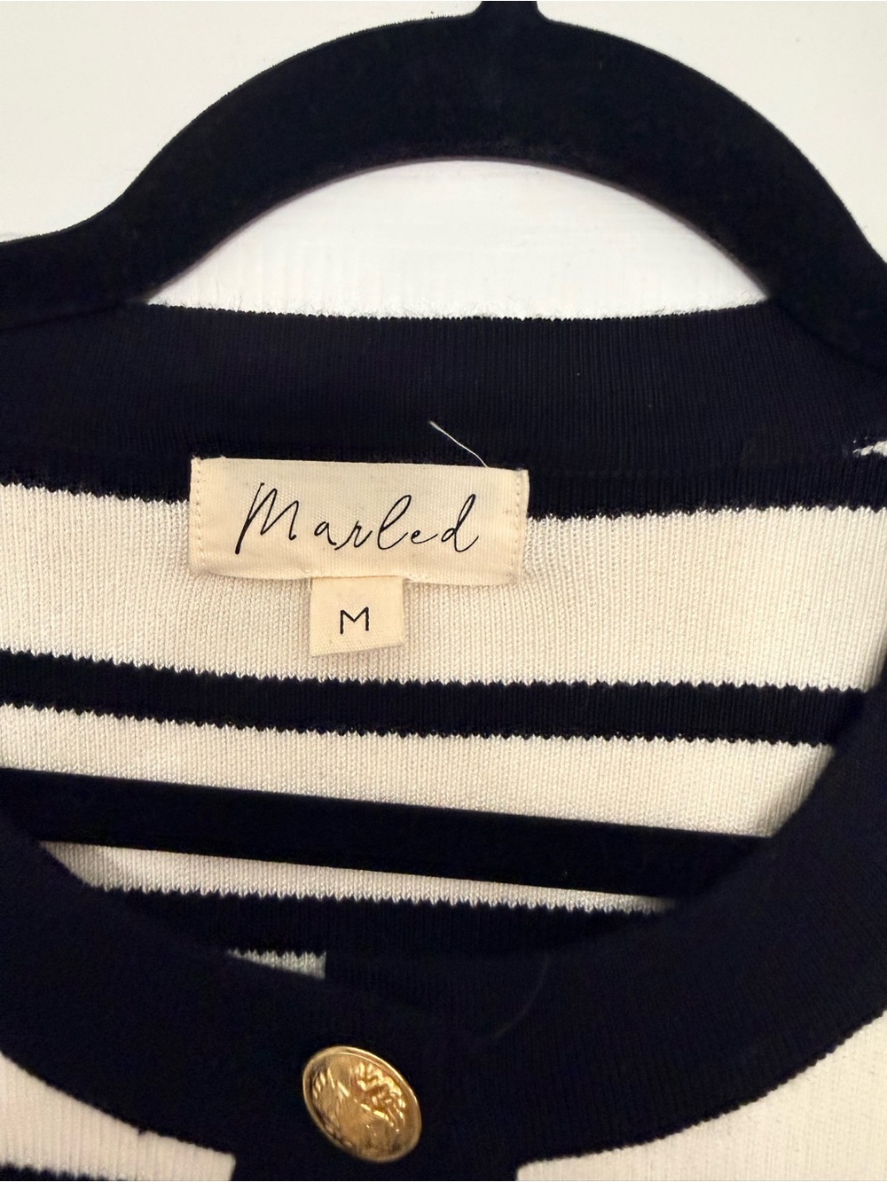 Marled Black and Cream Striped Button-Front Cardigan - Picture 4 of 4